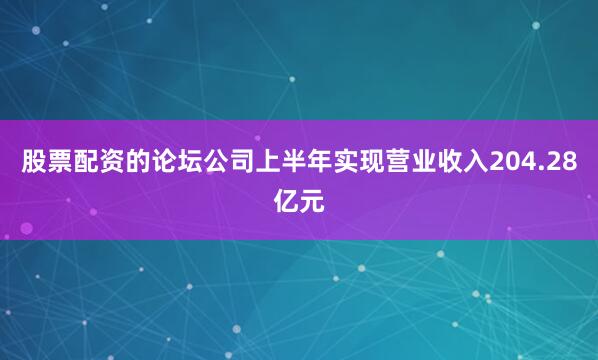 股票配资的论坛公司上半年实现营业收入204.28亿元